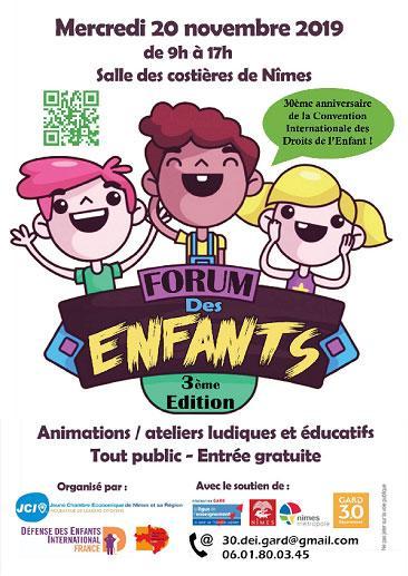 Affiche du Forum des enfants 2019 à Nîmes