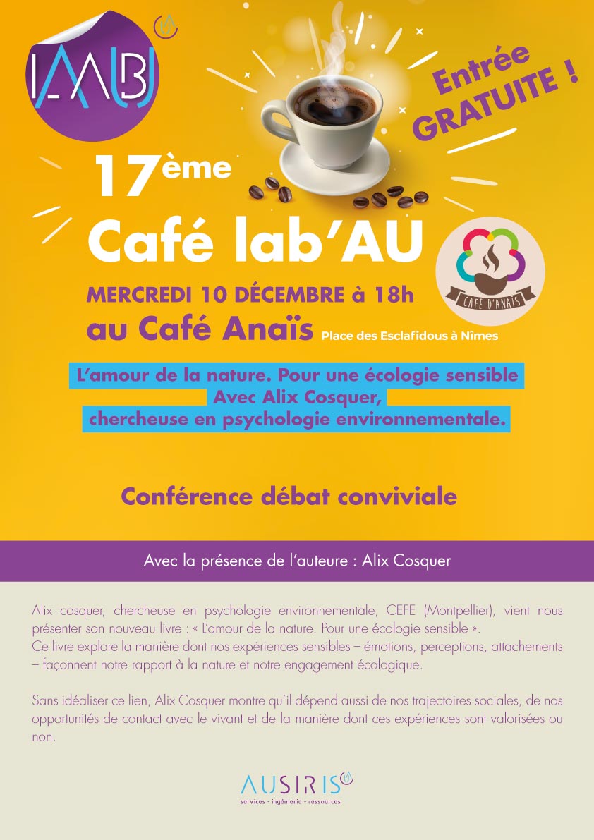 17ème café lab'AU : nouveau livre d'Alix Cosquer : l'amour de la nature. Pour une écologie sensible
